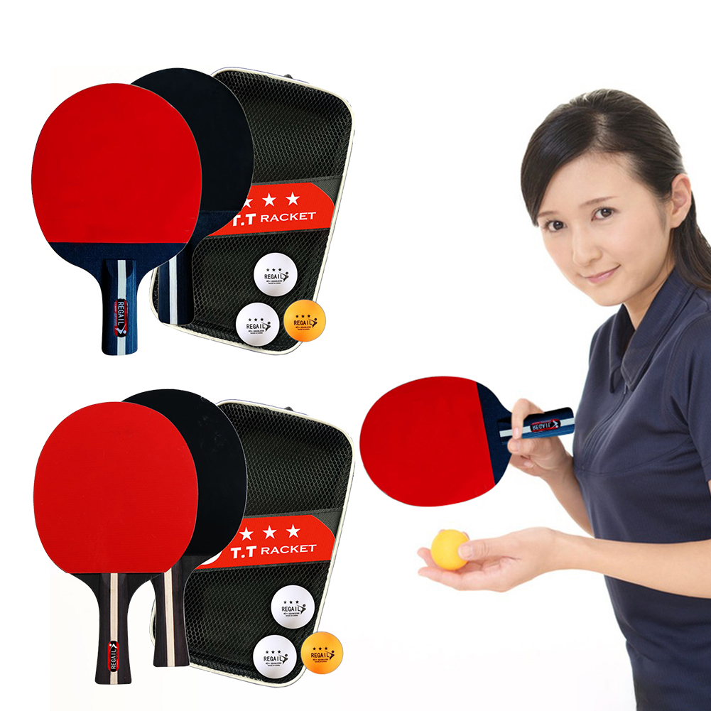 Table Tennis Video Game - ชุดไม้ตีปิงปองสำหรับลายกีฬาปิงปอง2ลูกและไม้ตีปิงปอง3ลูกชุดผู้เล่น2คนพร้อมถุงสำหรับเล่นทัวร์นาเมนต์