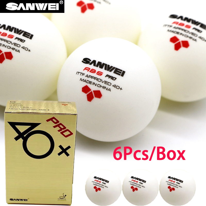 Donic Table Tennis Ball - Sanwei ABS Pro ลูก3ดาว40 + ลูกลายกีฬาปิงปอง6ชิ้น/กล่องวัสดุใหม่ที่ได้รับการรับรองจากการฝึกการแข่งขัน