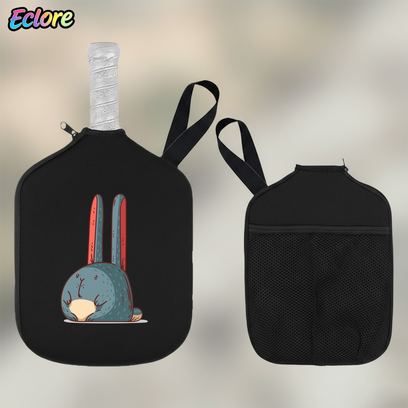 Table Tennis Racket - กระเป๋าใส่ไม้พายปิงปองลายกระต่ายน่ารัก ทนทาน ปลอกไม้พายลายการ์ตูนสำหรับปิงปอง เทนนิส กีฬา งานปาร์ตี้