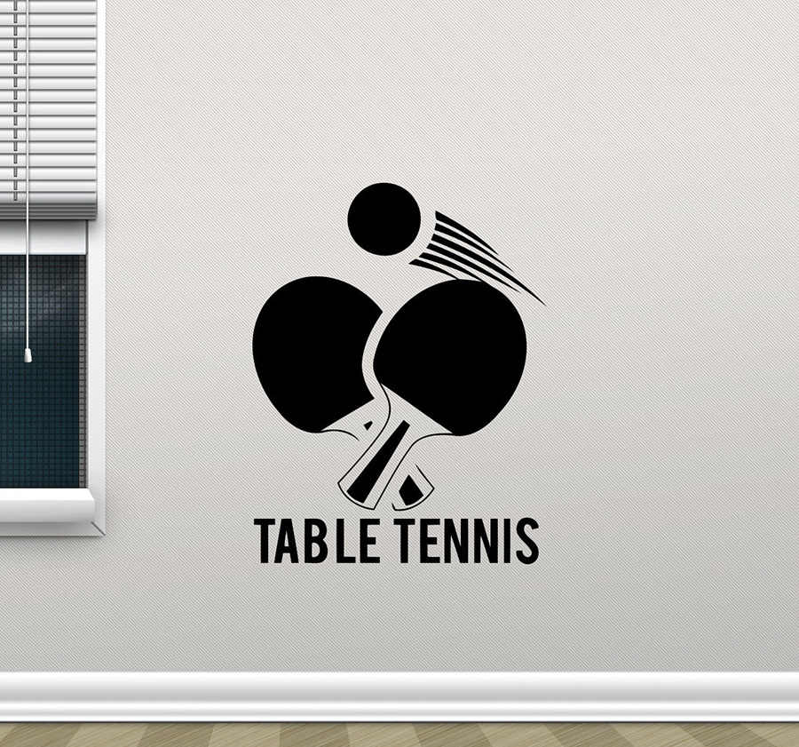 Table Tennis Background - ตารางเทนนิสสติ๊กเกอร์ติดผนังปิงปองกีฬาไวนิล Decal ภาพจิตรกรรมฝาผนังผนังโปสเตอร์วอลล์เปเปอร์ D427