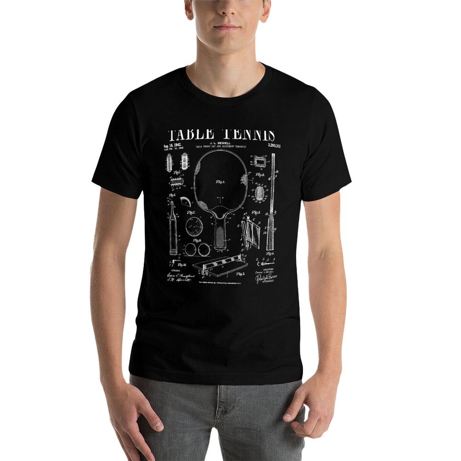 เสื้อยืดพิมพ์ลายสิทธิบัตรปิงปอ - Table Tennis Drawing บทวิจารณ์และราคา